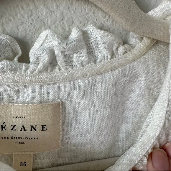 Sezane Khalie Linen White Button Down SZ EUR 36, US 4, S - Picture 4 of 7